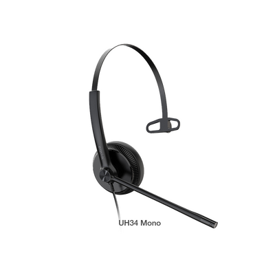 YEALINK UH34 Mono Wideband Noise Cancelling Microphone - USB Connection, Leather Ear Cushions, Designed for Microsoft Teams