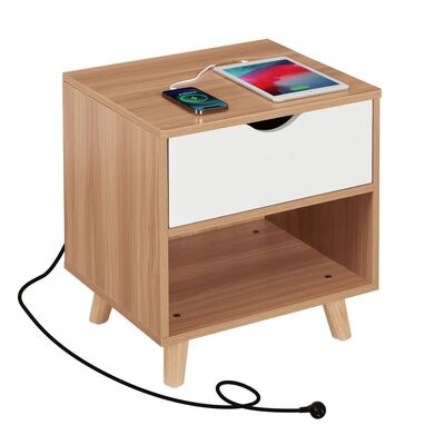 Bedside Table With Powerboard & Usb Ports