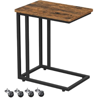 Coffee Table With Steel Frame And Castors Rustic Brown And Black