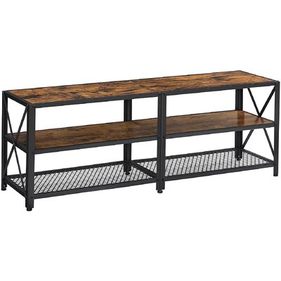 Tv Stand For 60-Inch Tv With Industrial Style Steel Frame Rustic Brown And Black