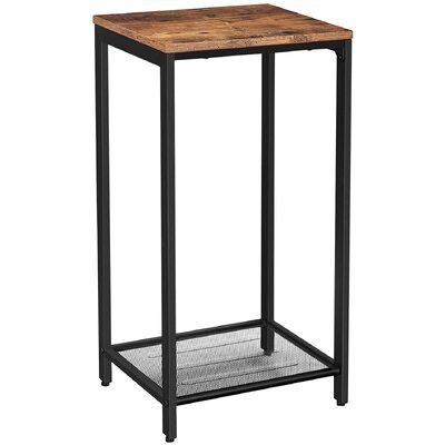 Rustic Brown Side Table With Mesh Shelf