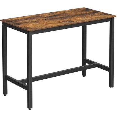 Bar Table With Solid Metal Frame And Wood Look 