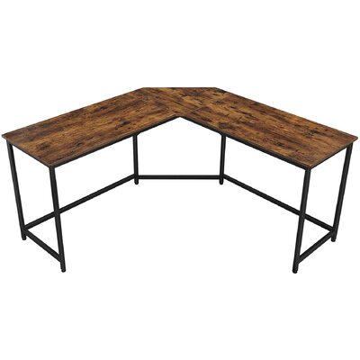 L-Shaped Computer Desk, Rustic Brown And Black 