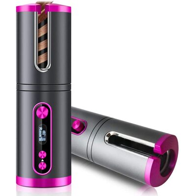 Portable Wireless Hair Curler With Led Display (Pink)