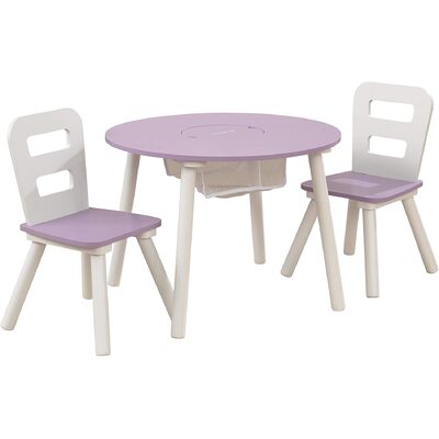 Round Table And 2 Chair Set For Children (Lavender)