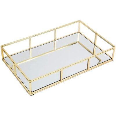 Tray Gold Mirror Decorative For Storage Jewelry And Makeup Accessories