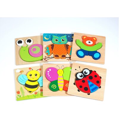 6 Pack Wooden Animals Puzzles For Toddlers Kids 3+ Years Old Educational Preschool Toys
