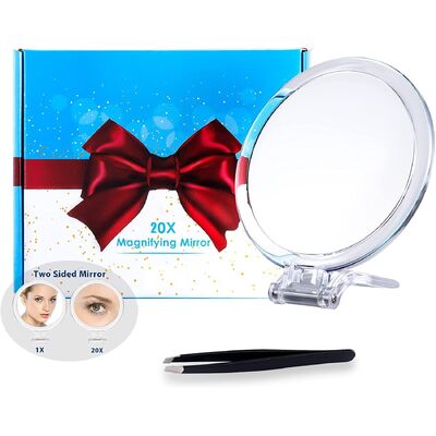 20X Magnifying Hand Mirror For Makeup, Tweezing, And Blemish Removal (15 Cm)