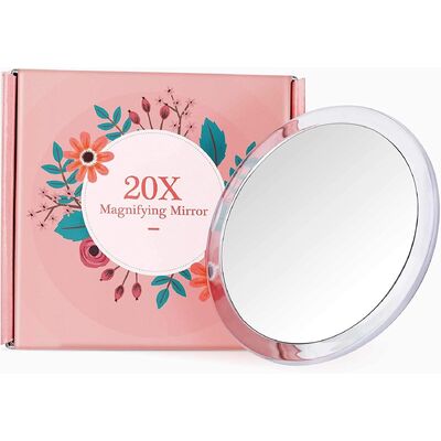 20X Magnifying Hand Mirror For Makeup, Tweezing, And Blemish Removal (12.5 Cm)