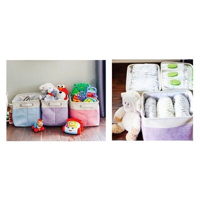 3x Foldable Fabric Basket Bin, Collapsible Storage Cube For Nursery, Office, Cube Organizers