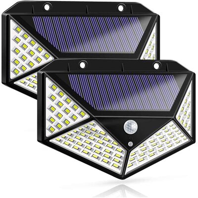100 Waterproof Led Motion Sensor Solar Security Lights Outdoor (2-Pack)
