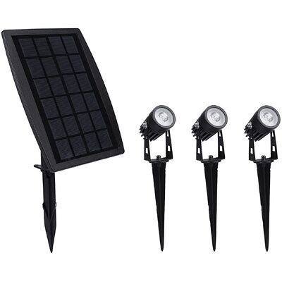 3 X Led Spotlights Powered Solar Garden Lights Outdoor Waterproof (Warm White)