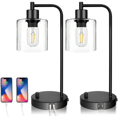 Industrial Table Lamp: 2X Pack, 2 Usb Ports (Bulb Excluded)