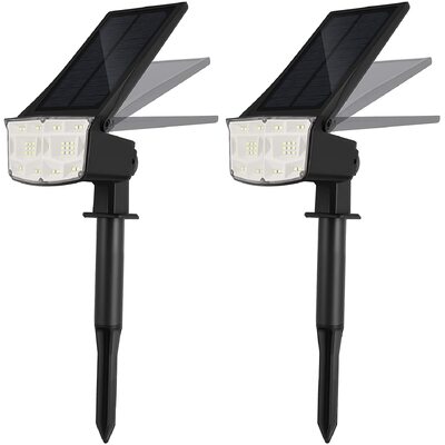 2 Pack 38 LEDs Solar Landscape Spotlights with Adjustable Panel and IP65 Waterpr