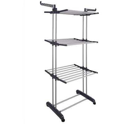 Foldable Clothes Drying Rack: 3 Tier, Indoor, With Hanger Stand Rail