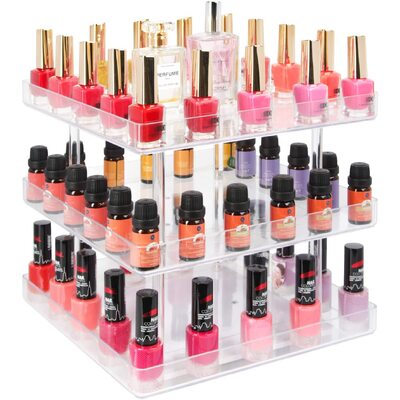 360 Rotating 3-Tier Makeup & Nail Polish Display Rack