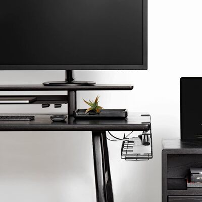 Black 2 pack Under Desk Cable Management Tray