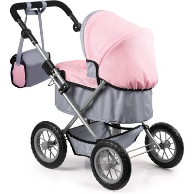 Trendy Dolls Pram & Travel Bed Set - Fairy, Pink, Grey