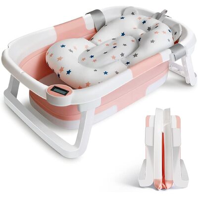 Baby Bath Tub Foldable Pink White