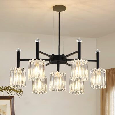 Farmhouse Vintage Chandelier, 7 Lights, Black 