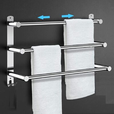Stretchable Towel Bar For Bathroom And Kitchen (45-75 Cm, Three Bars)