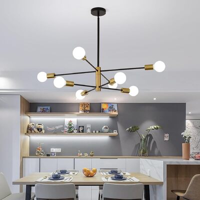 Modern Industrial 8 Light Black  Gold