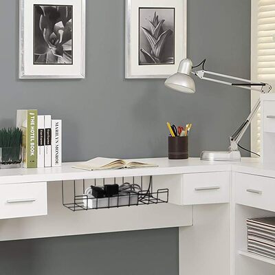 Black 2 Pack Under Desk Cable Management Tray