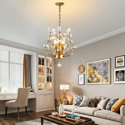 Gold Crystal Chandelier Vintage 3 Lights