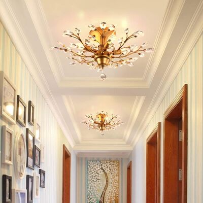 Gold Crystal Chandelier Vintage 4 Lights