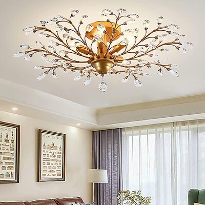 Gold Crystal Chandelier Vintage 5 Lights