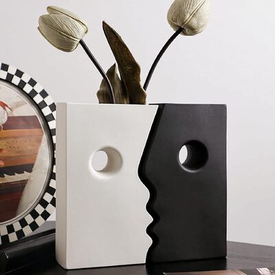 Ceramic Set of 2 Modern Black and White Vases for Home Decor Touch These Vases Perfect
