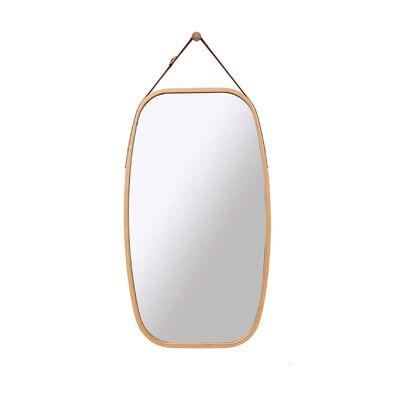 Hanging Full Length Wall Mirror - Solid Bamboo Frame And Adjustable