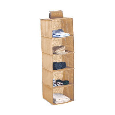 5-Tier Hanging Closet Organizer for Clothes (Beige)