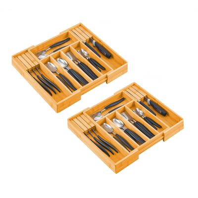 2 Pack Large Capacity Bamboo Expandable Drawer Organizer