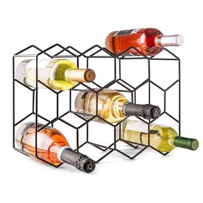 14 Bottle Freestanding Modern Metal Countertop Wine Rack Countertop