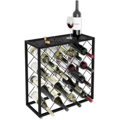 Freestanding Metal Wine Rack For 25 Bottles