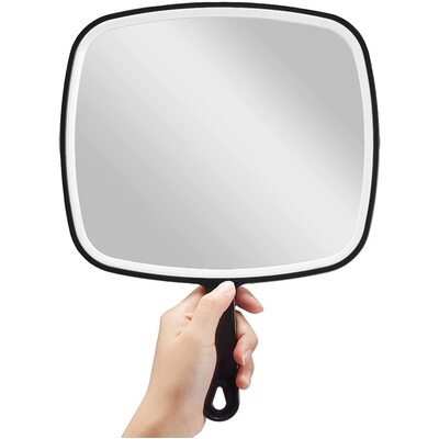 Extra Large Black Handheld Mirror with Handle 31,5 x 23 cm