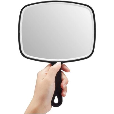 Extra Large Black Handheld Mirror With Handle (24 X 16 Cm)