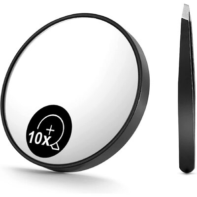 10X Magnifying Mirror And Eyebrow Tweezers Kit For Travel