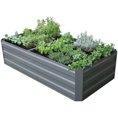 Large Garden Bed 180 X 90 X 45Cm Slate Grey Slat Support