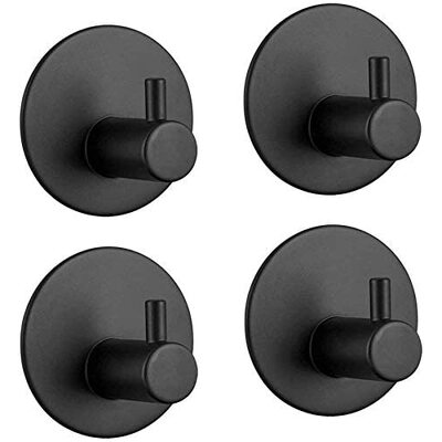 4 Pack Stainless Steel Self-Adhesive Wall Hook For Bathroom And Kitchen