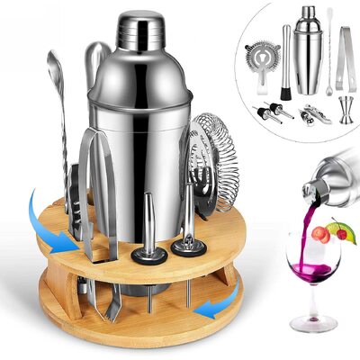 Cocktail Shaker Set Bartender Kit with Rotating