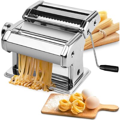 Pasta Maker Manual Steel Machine With 8 Adjustable Thickness Settings