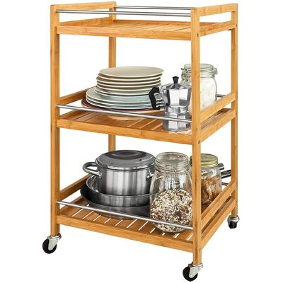 Bamboo Kitchen Trolley 3 Tier Storage Cart