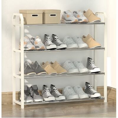 4 Tier Shoe Rack Storage Organiser (White)