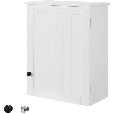 White Wall Cabinet With Door 40X52Cm
