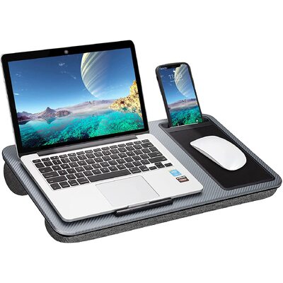 Portable Laptop Desk With Device Ledge, Mouse Pad, And Phone Holder (Silver, 40Cm)