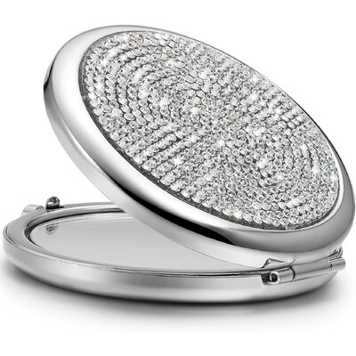 Mini Diamond Pocket Makeup Mirror (Silver)