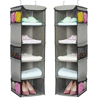 2 Pack 5 Foldable Shelf Hanging Closet Organizer Space Saver