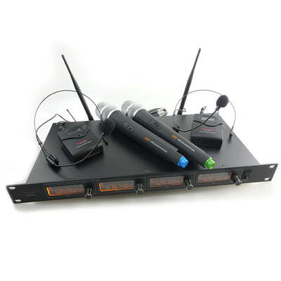 4 Channel Uhf Wireless Microphone System Rack Mountable Lcd Display